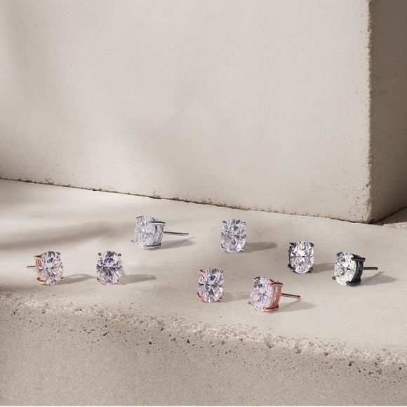 18k Diamond Moissanite 4 Carat Solitaire Earrings - Picture 7 of 13